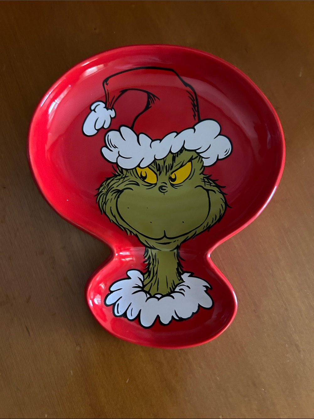 Red Grinch Ceramic Holiday Spoon Rest